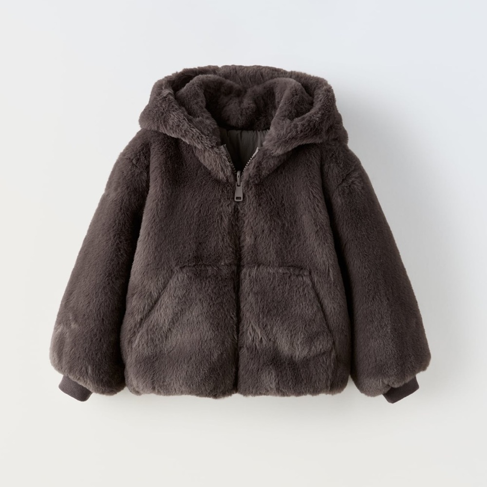 New Zara Reversible Faux Fur Jacket